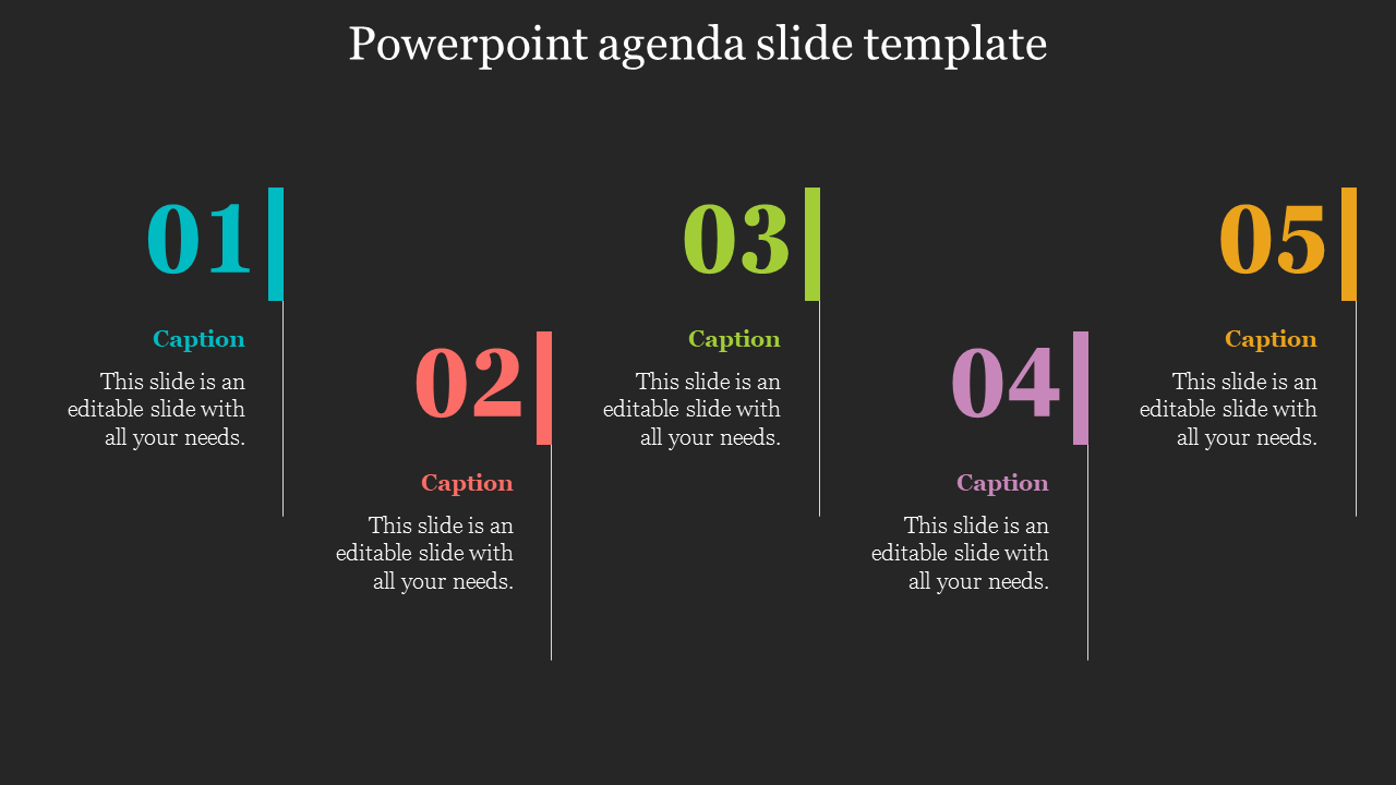 5 Noded Agenda PowerPoint Template and Google Slide